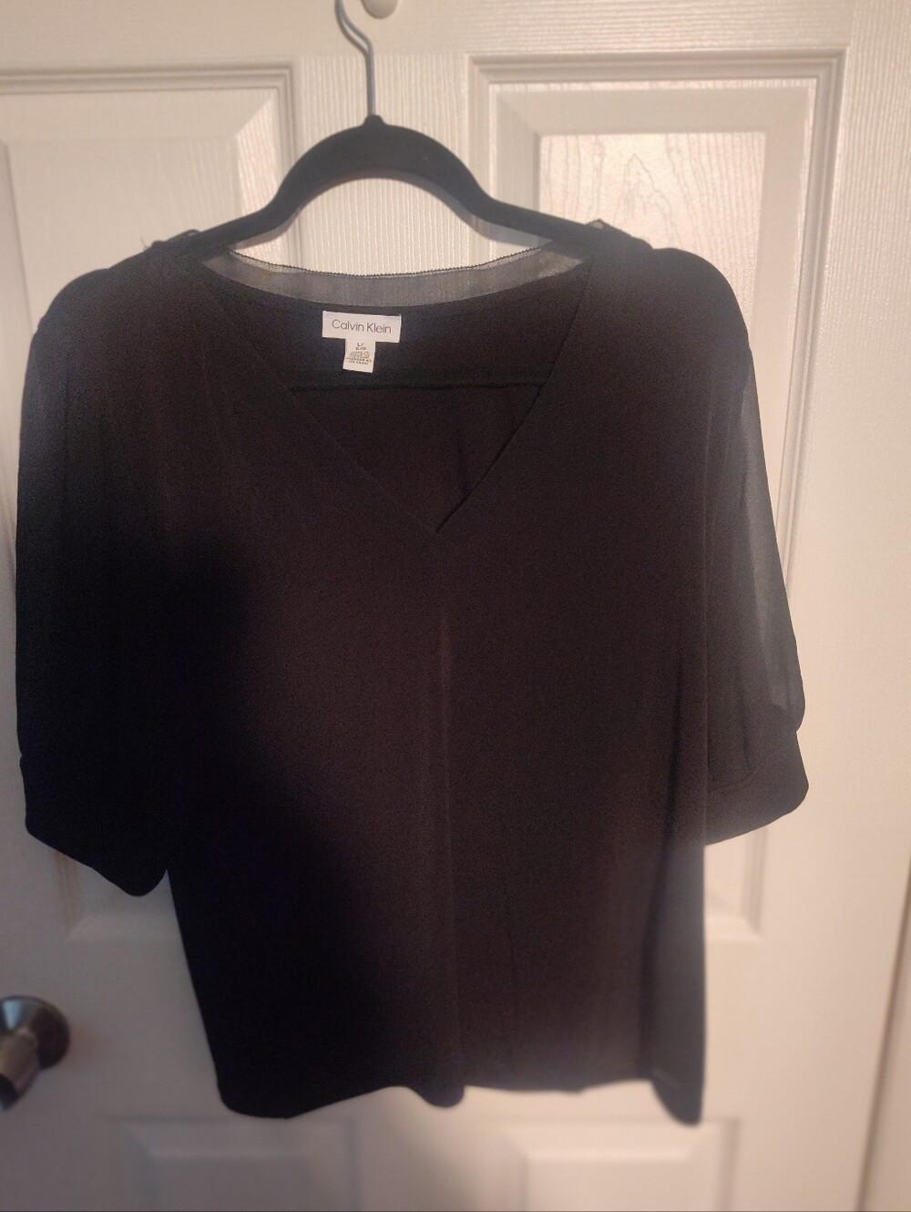 Calvin Klein Black V-Neck Short Sleeve Blouse